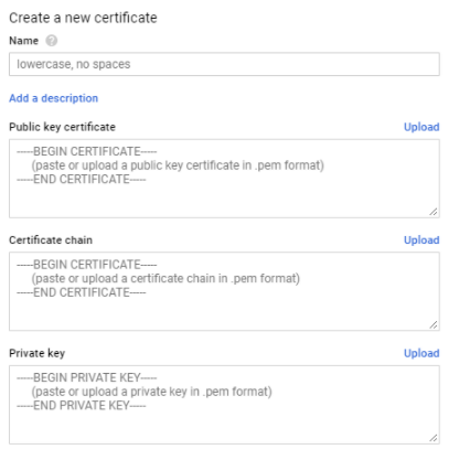 create new certificate